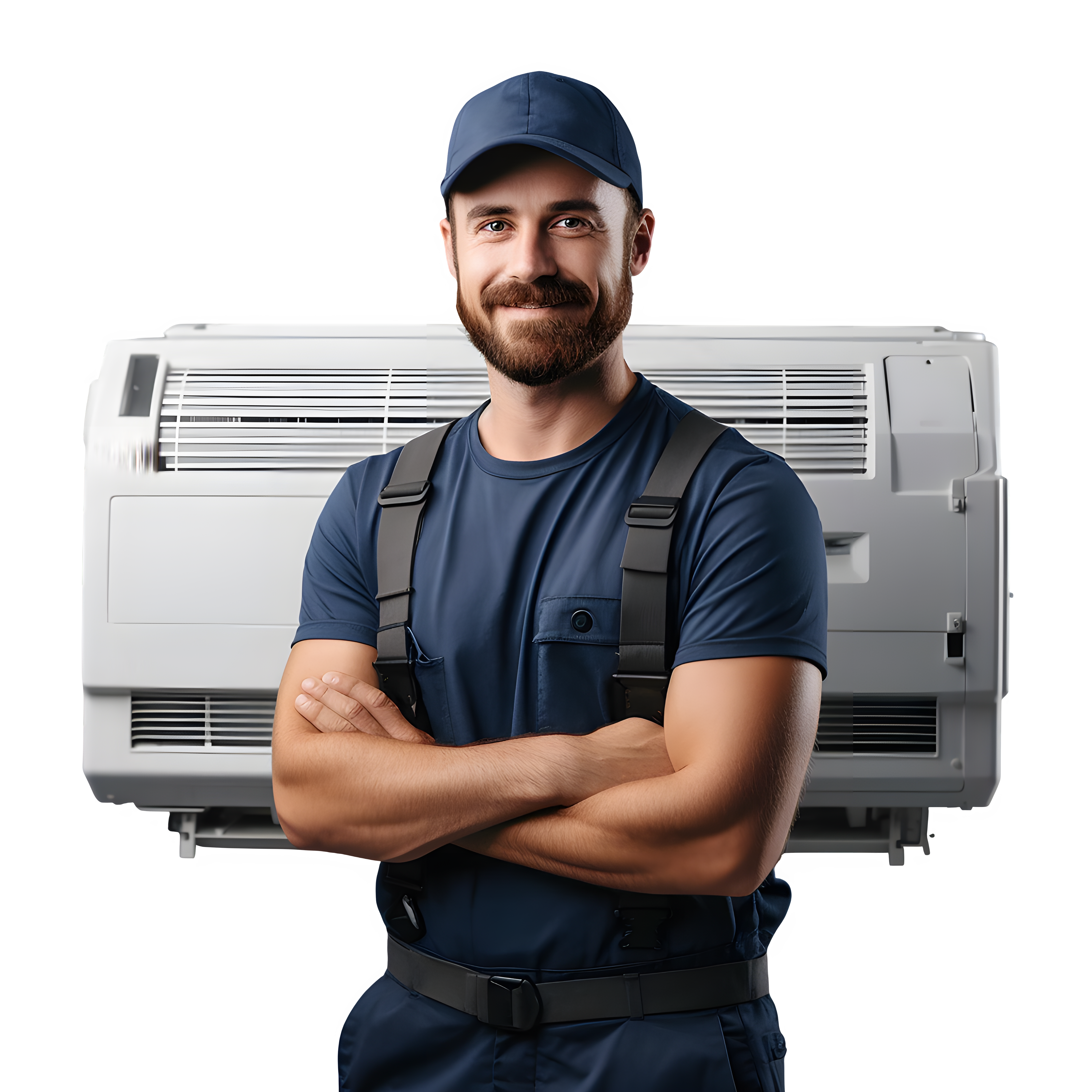 Man standing in front of a wall-mounted air conditioner in a Melbourne home.