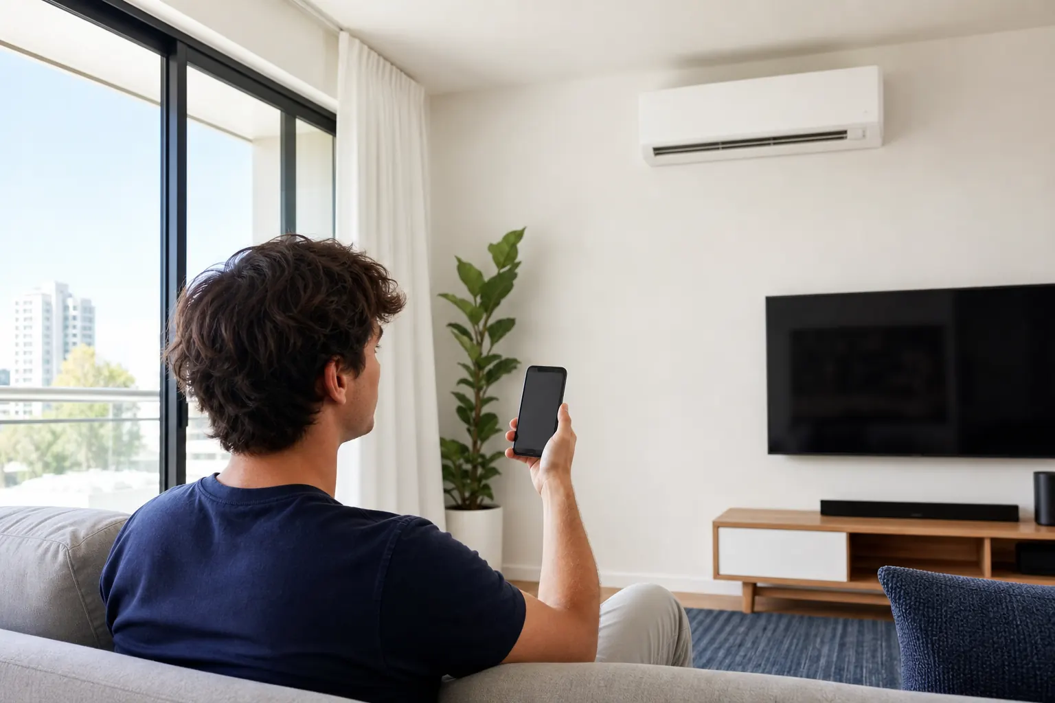 Melbourne homeowner controlling a Haier air conditioner from a smartphone