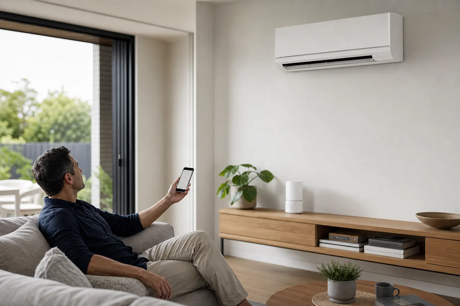Melbourne homeowner using a Mitsubishi Electric air conditioner for everyday comfort