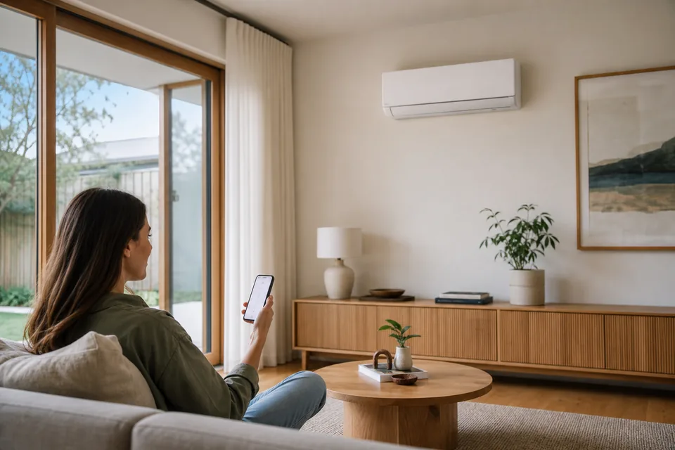 Homeowner controlling a Mitsubishi Heavy Industries split system from a smartphone