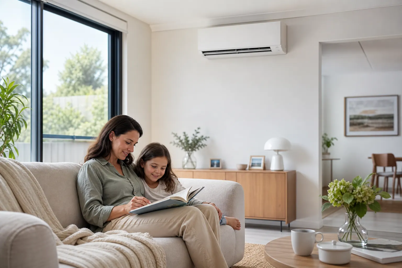 Family enjoying Panasonic air conditioning comfort in a Melbourne home