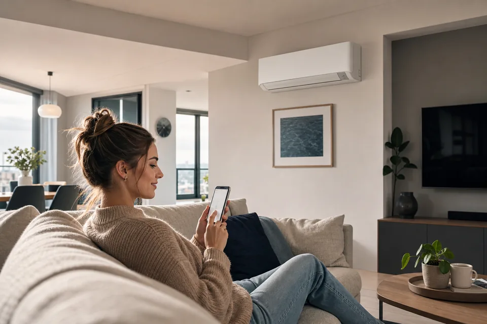 Homeowner controlling a TCL inverter split system from a smartphone